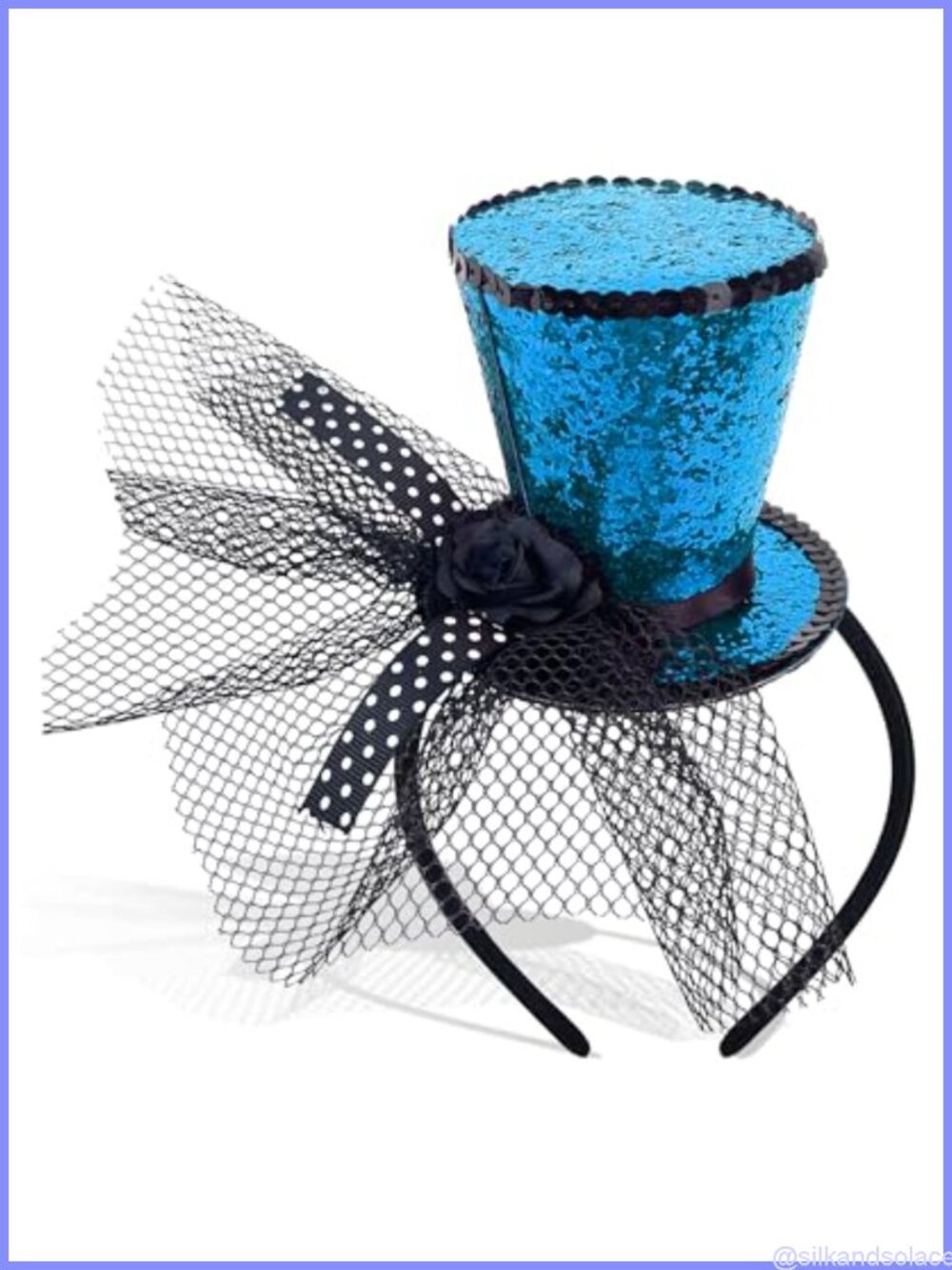 Glitter Mini Top Hat Headband with Veil Women Party Fascinator